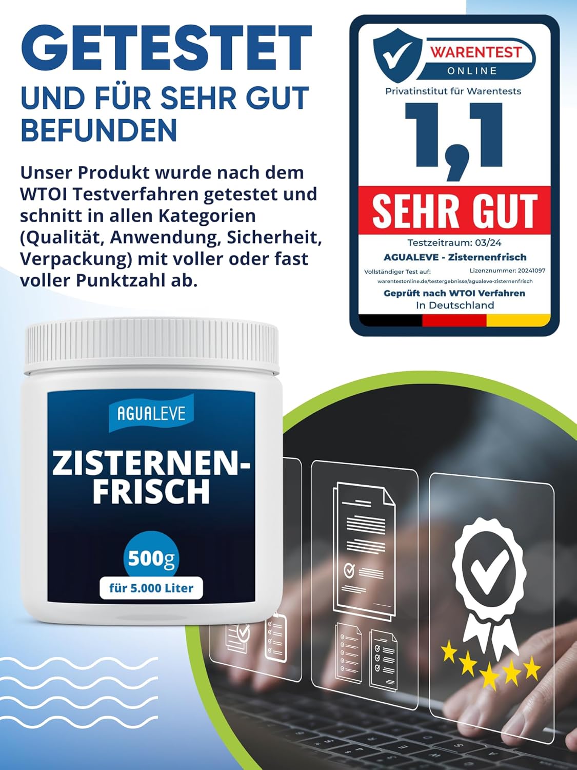 Thumbnail 1 de AGUALEVE® Zisternenfrisch 500 g – hält Regenwasser frisch, rein & gießtauglich