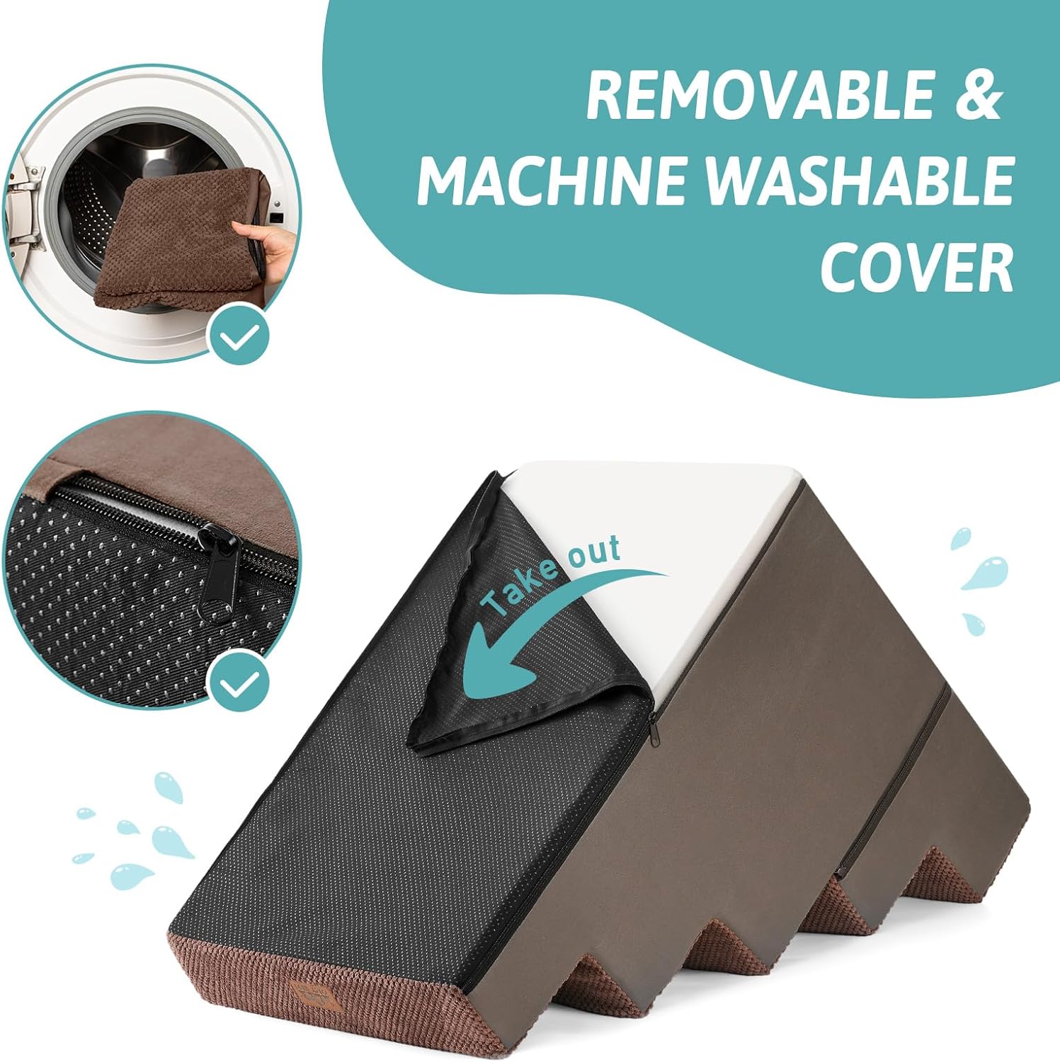 Thumbnail 6 de COZY KISS Wide Dog Stairs for Bed & Sofa: 5-Step, 50cm Wide, Non-Slip & Washable