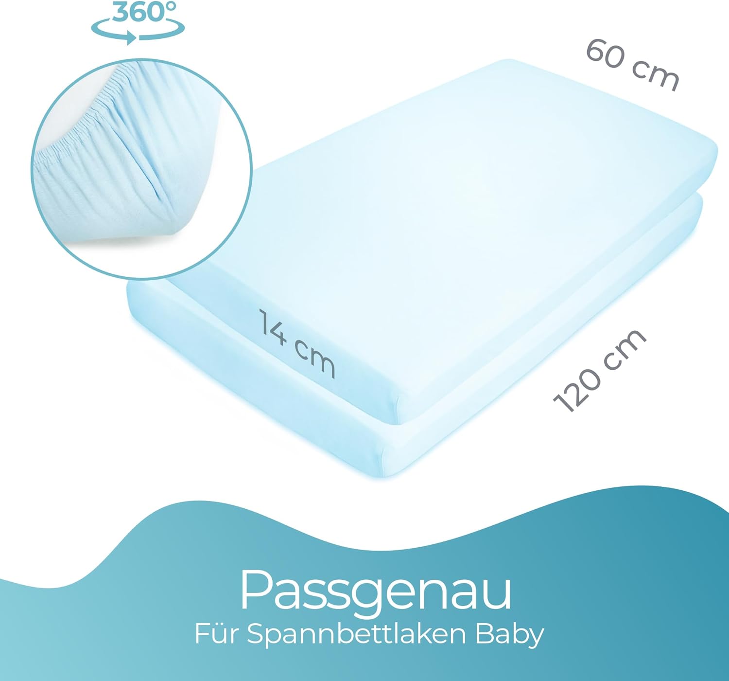 Thumbnail 4 de Spannbettlaken 60x120 Baby – 2er-Set aus 100% Bio-Baumwolle, blau, komplettnatürlich