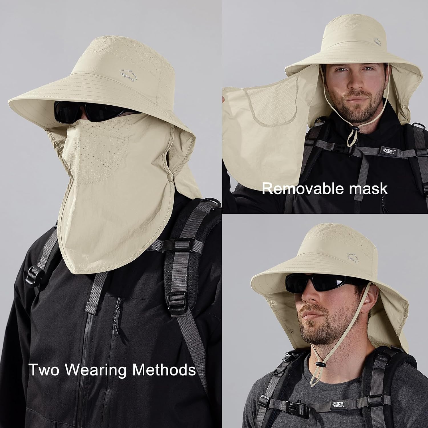 Detalle de Sun Hat with Neck Flap: UPF 50+ Lightweight, Foldable Sun Protection for Men and Women
