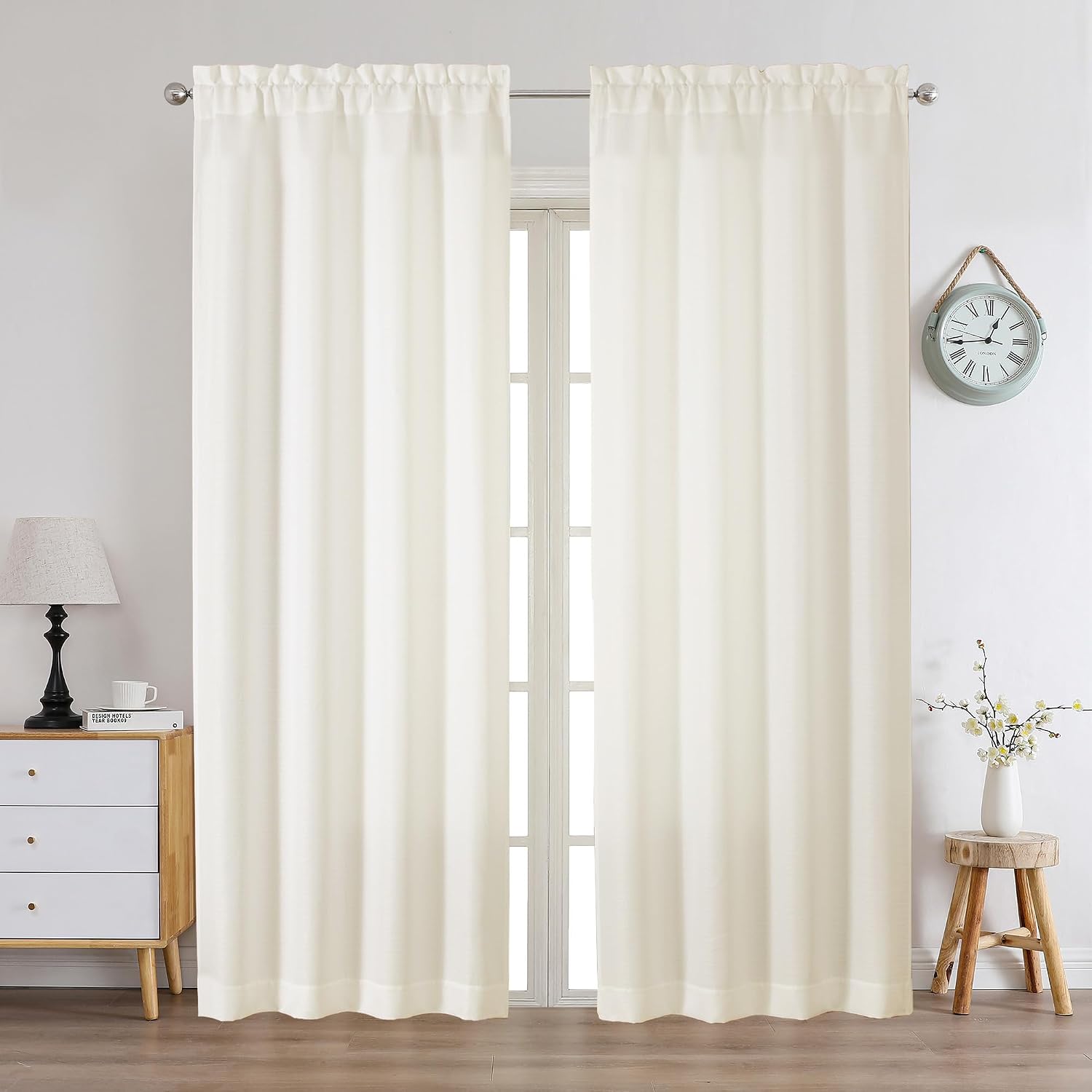 Thumbnail 1 de Chyhomenyc Light Filtering Curtains, Faux Linen Textured 84" Length (2 Panels)