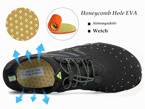 Detalle de SAGUARO Badeschuhe Herren & Damen Barfuß Aquaschuhe – Barfußschuhe mit rutschfester Sohle, Schwarz, Gr. 44
