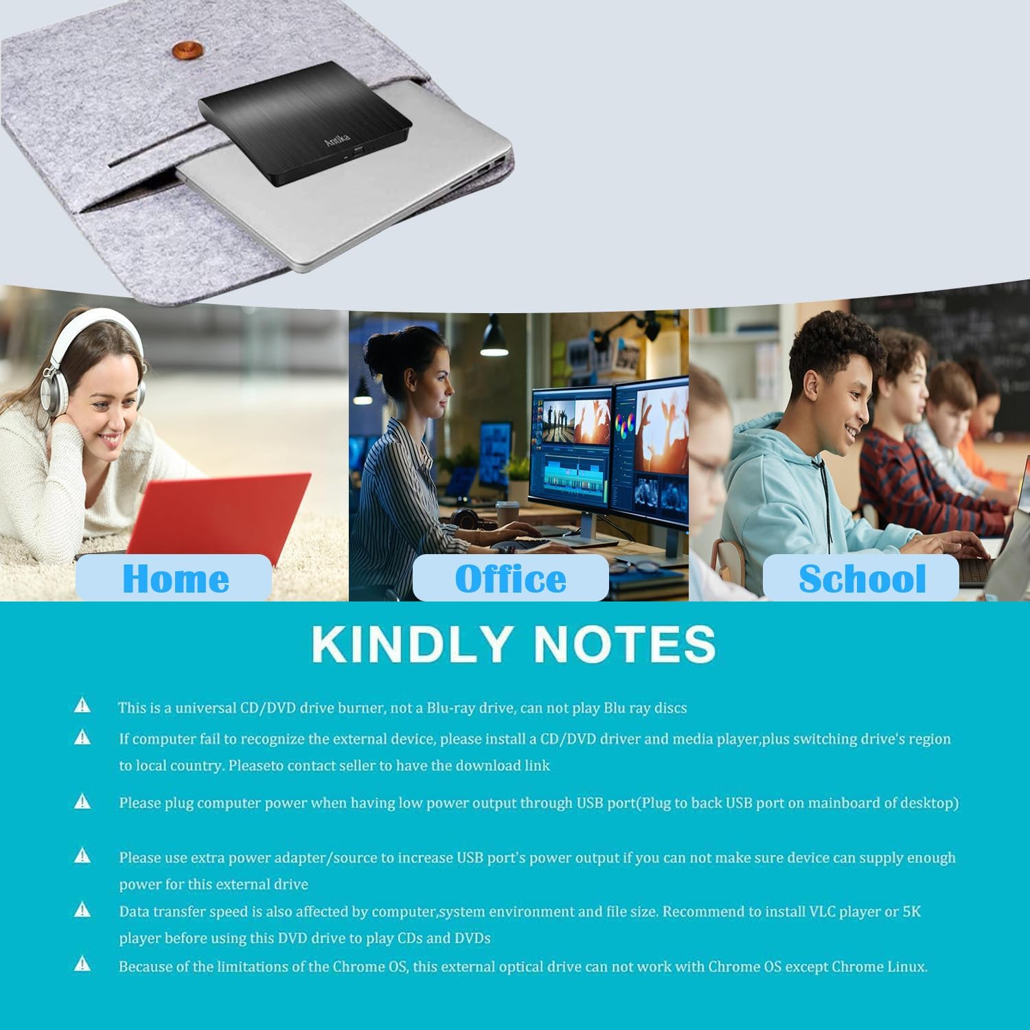 Thumbnail 5 de Antika externes DVD-Laufwerk / CD-DVD-Brenner mit USB 3.0 für Laptop & Desktop (CD/DVD-RW, Plug & Play)