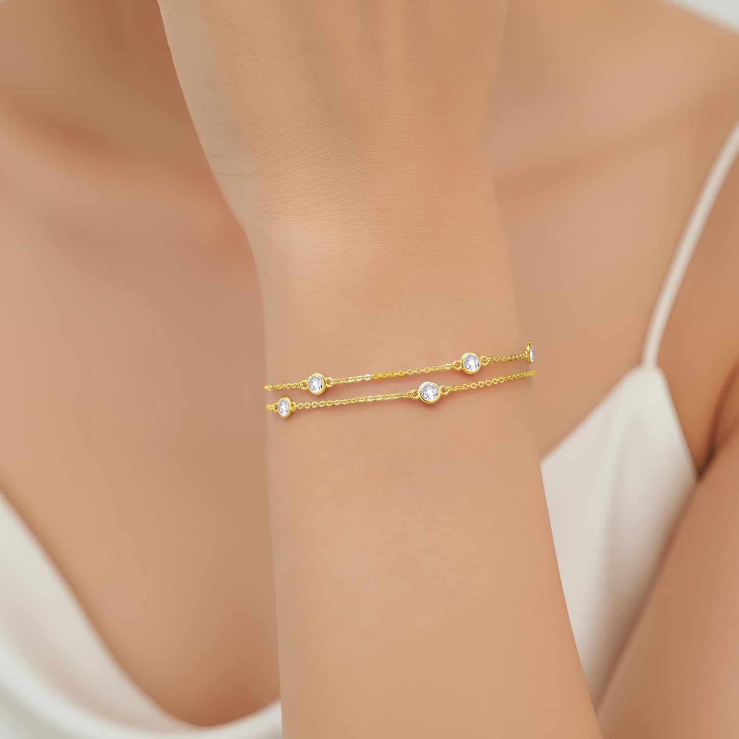 Thumbnail 1 de LOUISA SECRET Pferdeaugen Armband Damen 925 Sterling Silber mit Zirkonia – Verstellbar