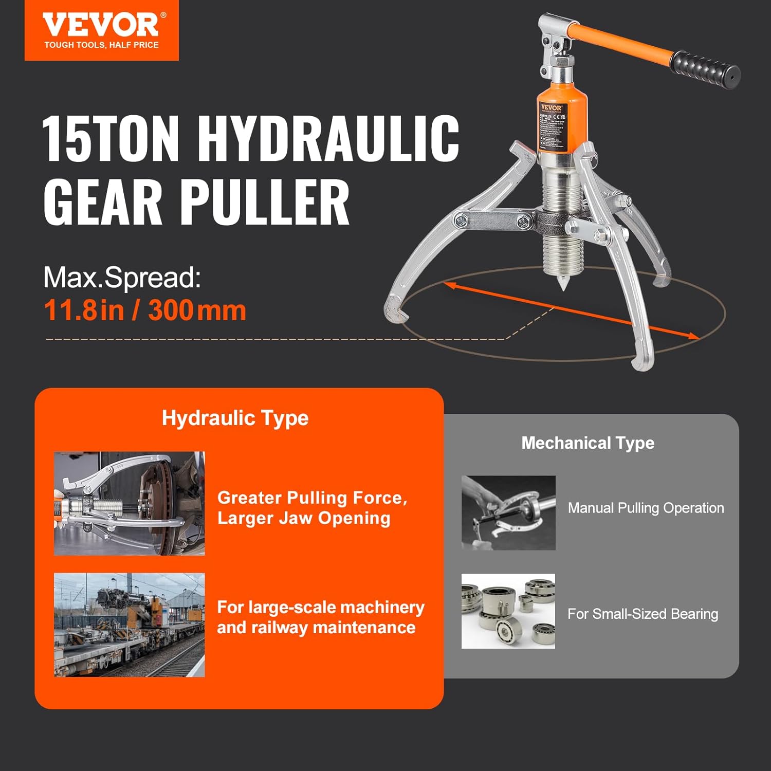 Detalle 2 de VEVOR 15 Ton Hydraulic Gear Puller