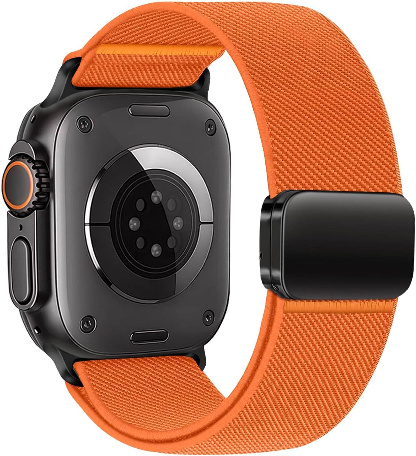 Detalle de SOLOLUP Stretchy Magnetic Sport Band for Apple Watch Ultra 3/2 49mm & 42–46mm: A Flexible Nylon Strap with Magnetic Clasp