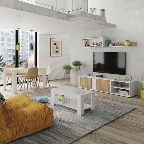 Thumbnail 1 de duehome LYA 🛋️ Mesa Elevable Blanco Artik 102x50x43-54cm
