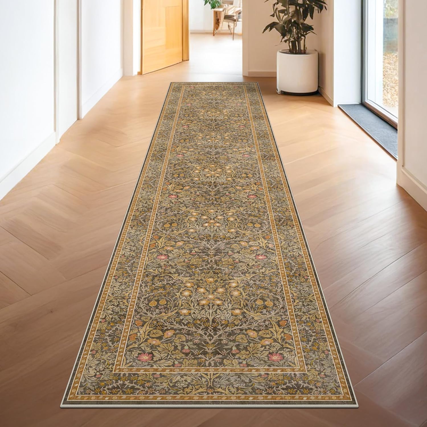 Detalle de Non Slip 2x10 Gold Brown Hallway Runner 10ft rug