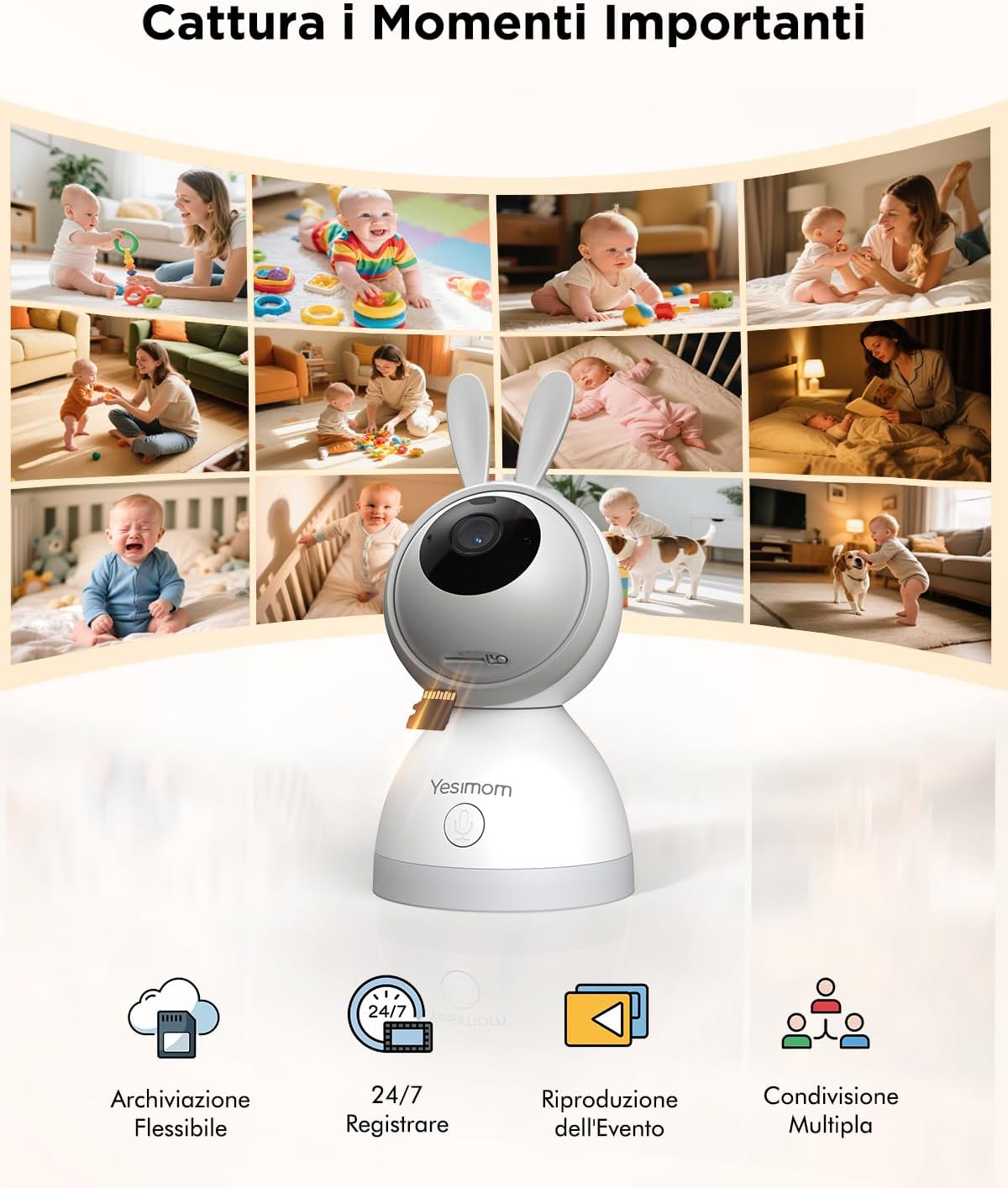Thumbnail 6 de YESIMOM Baby Monitor versione aggiornata 2K con schermo IPS da 5" e controllo app, PTZ 360°