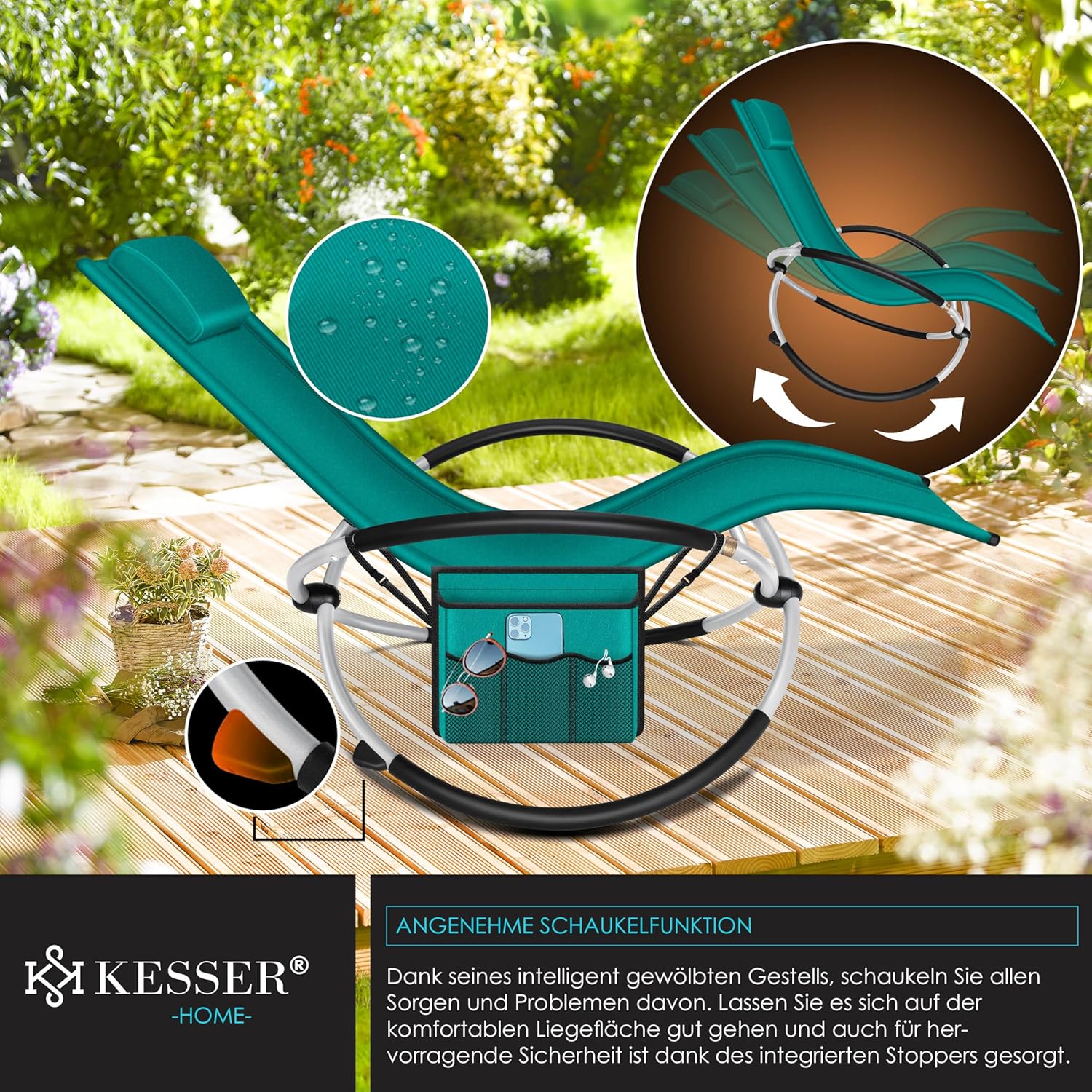 Thumbnail 3 de KESSER Relaxliege Liegestuhl – ergonomische Gartenliege mit verstellbarem Neigungsmechanismus