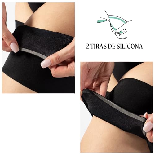 Thumbnail 2 de CALZITALY Bandas Antirozaduras Lisas – Previenen rozaduras en muslos, talla F (78-81 cm) – Negro/Natural