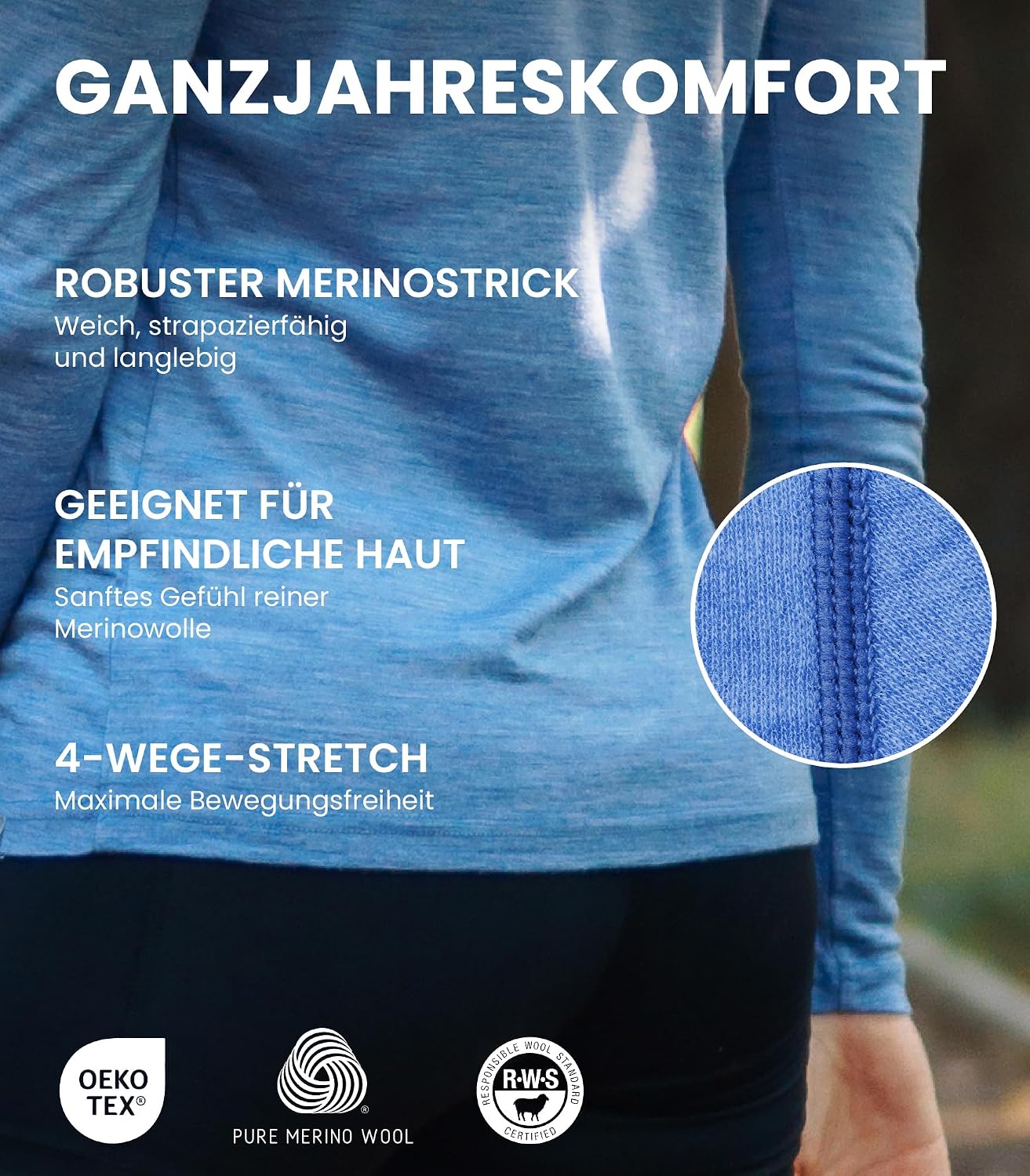 Detalle 2 de Merino.tech Merino Shirt Langarm 18,5 µm