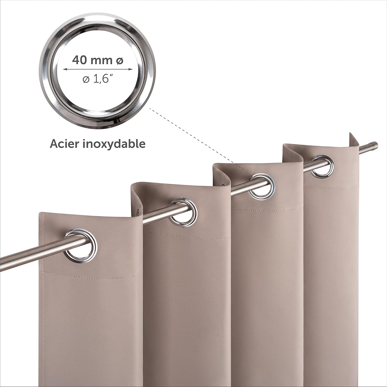 Thumbnail 3 de Lot de 2 rideaux occultants thermiques Blumtal avec œillets, 140 x 265 cm (taupe)