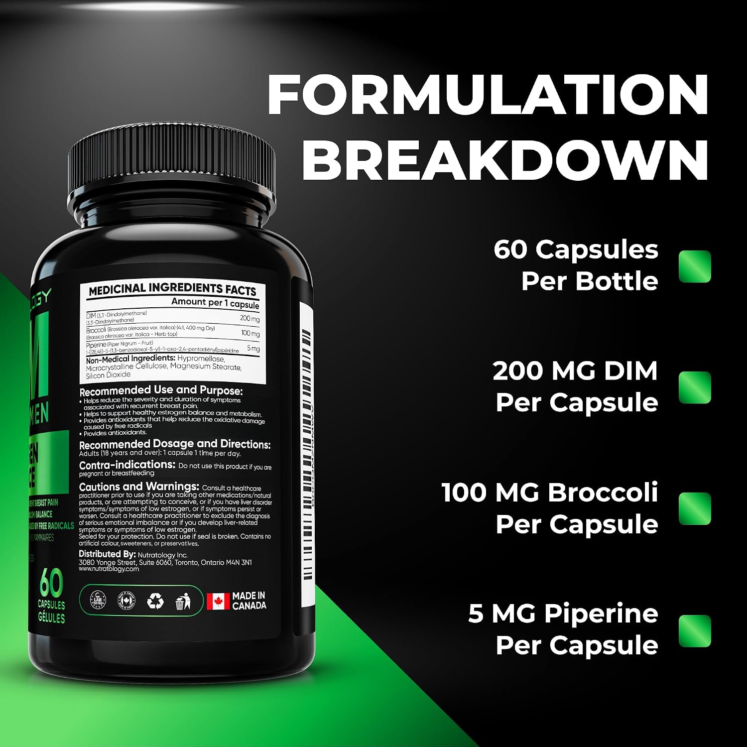 Detalle de Nutratology DIM supplement, 60 capsules