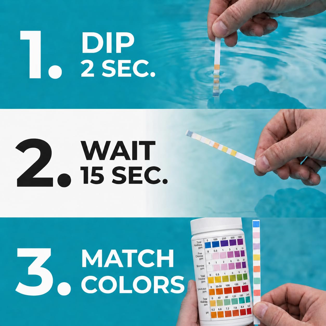 Detalle 2 de VARIFY 7-in-1 Pool and Spa Test Strips, 150 Count