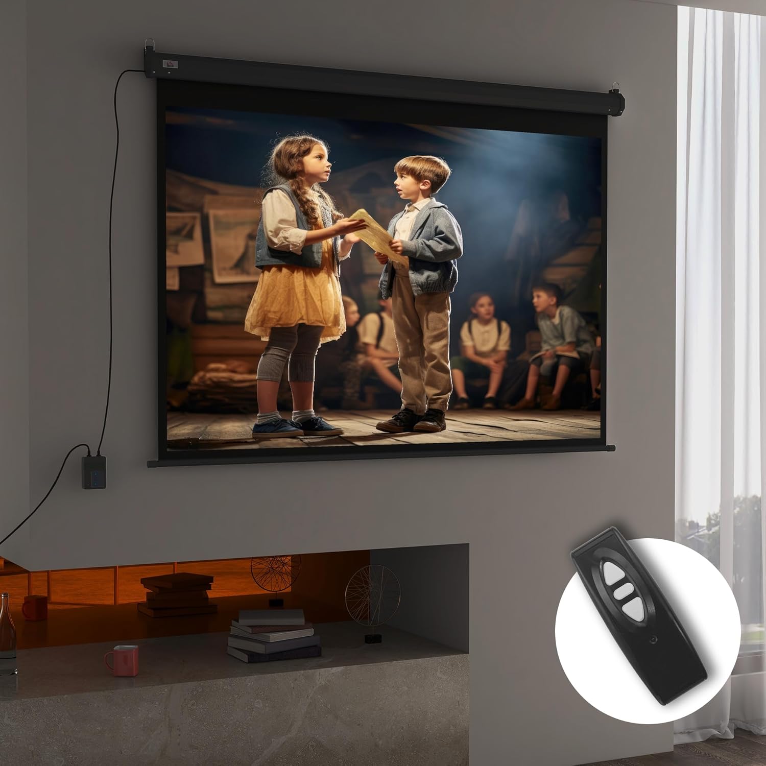 Thumbnail 1 de HOMCOM écran vidéoprojecteur 84 Pouces 4K