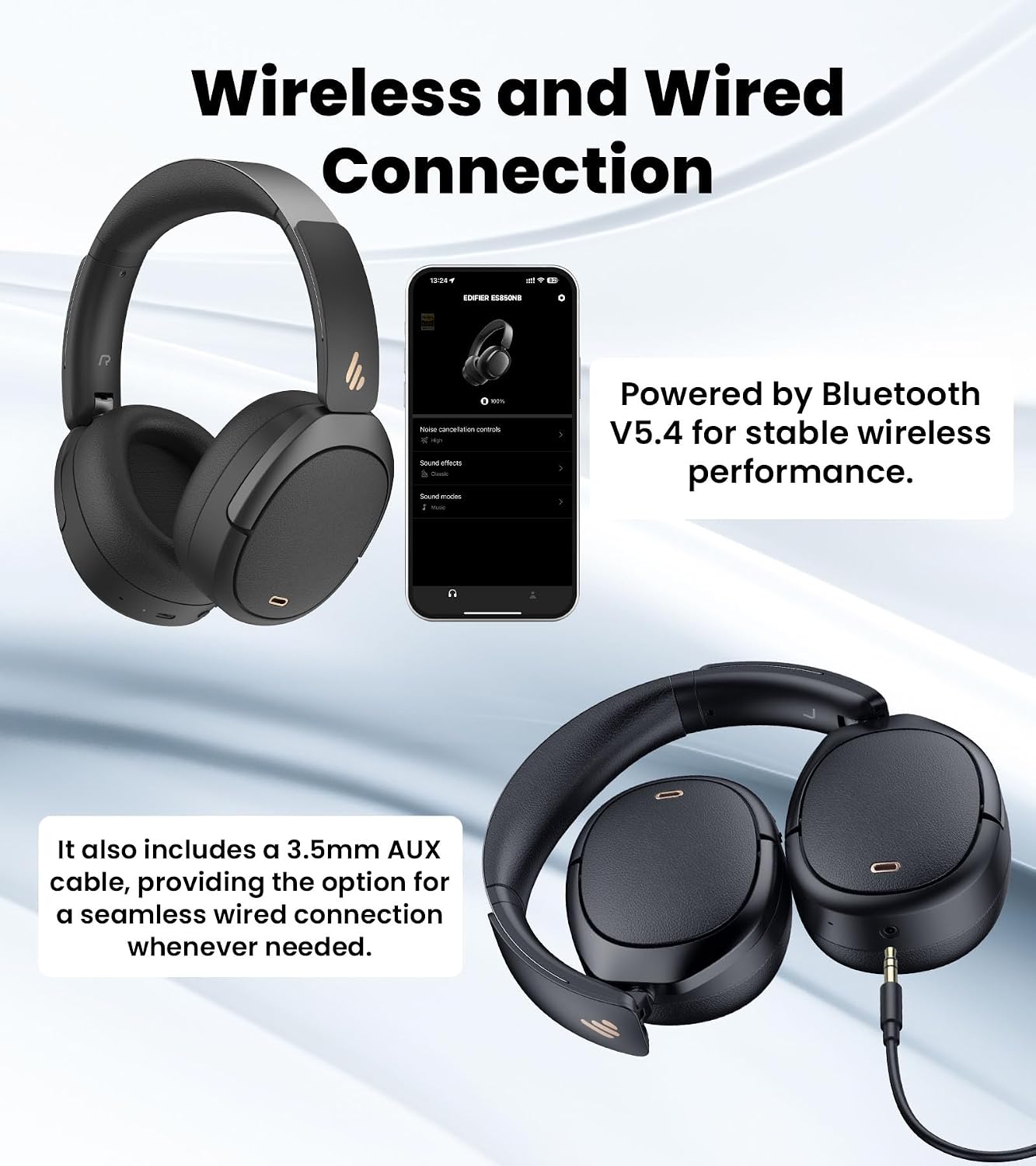 Thumbnail 6 de Edifier W80 over-ear ANC headphones -49dB