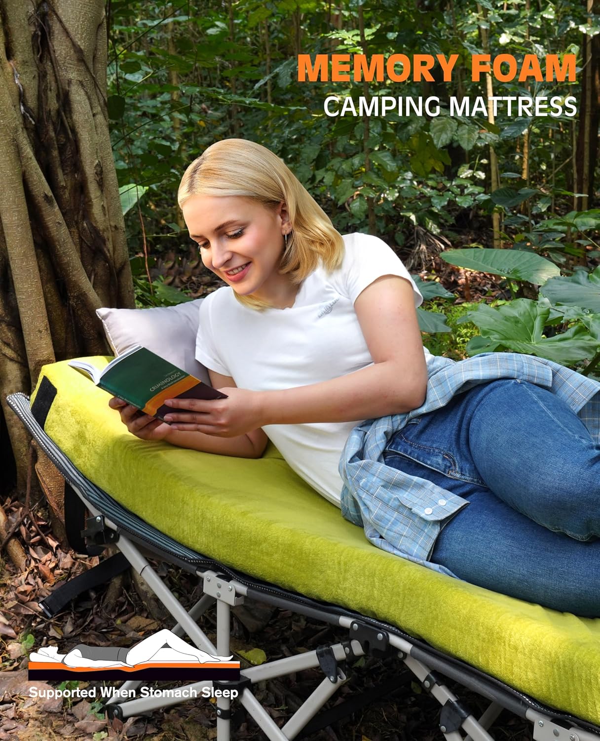 Detalle de GAIALOOP 4-Inch Memory Foam Camping Mattress — Extra Thick Comfort for Campers and Guests