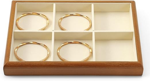 Papten Bandeja para Joyas de Madera Apilable 6 Compartimentos