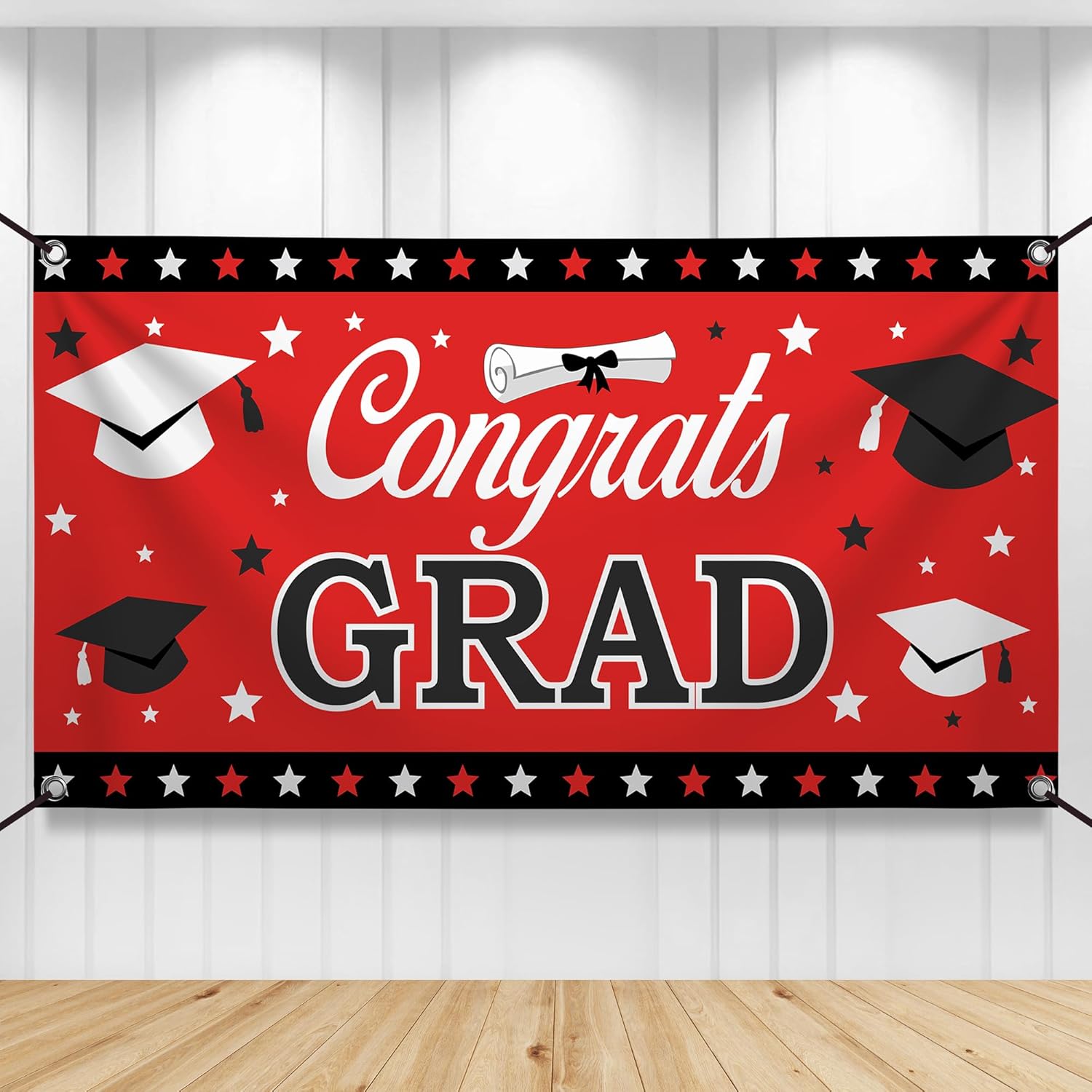 Graduation Decorations 2026 | Red & Black Congrats Grad Banner (72x44) by KatchOn
