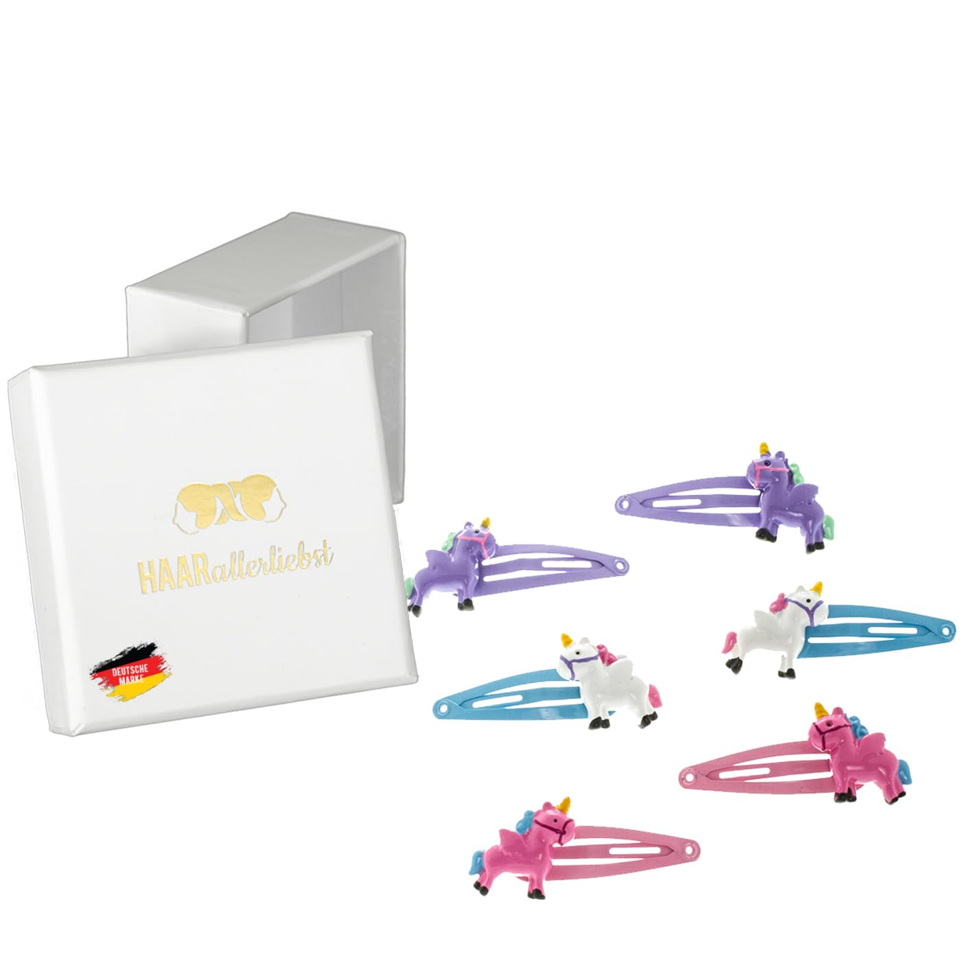 Detalle de Haarallerliebst Haarspangen-Set für Kinder – 4 Stück Ballerina mit Glitzer, inkl. Aufbewahrungsboxweiß