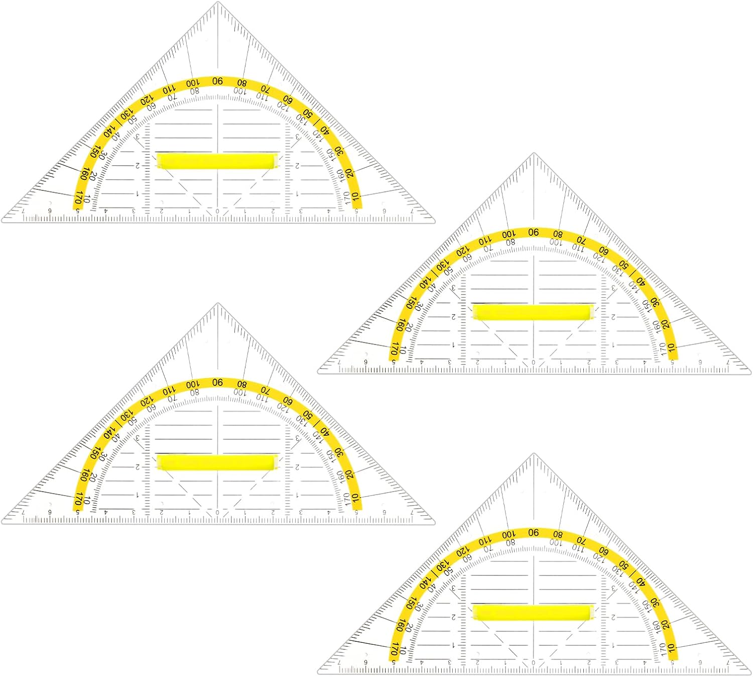 Detalle de Vicloon geometriset 16 cm, 4 triangellinjaler i plast med handtag