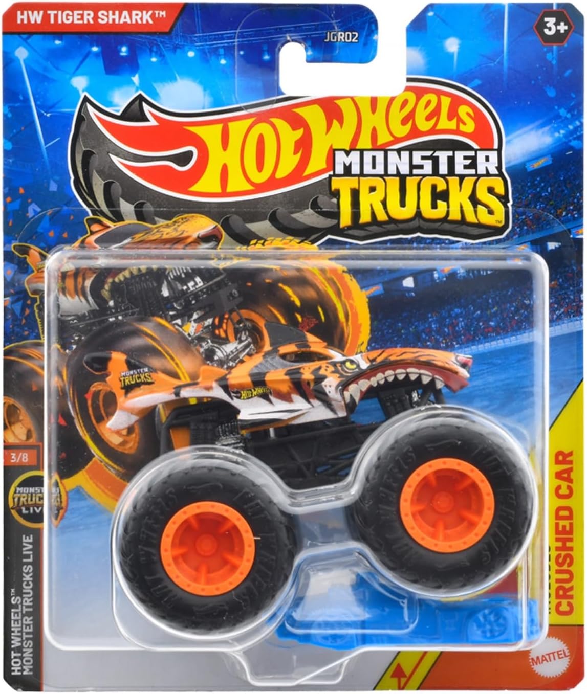 Detalle 1 de Hot Wheels JGR02 モンスタートラック タイガー・シャーク 1:64 クラッシュカー付き