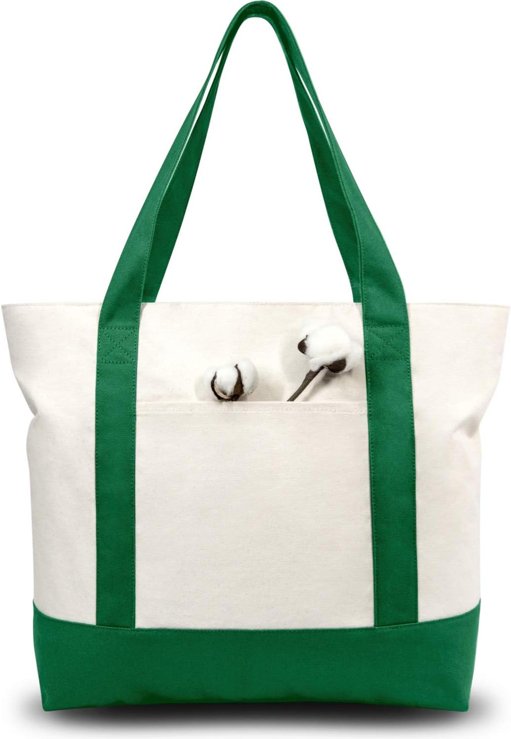 Detalle de TOPDesign Canvas Tote Bag with External Pocket & Zipper Closure
