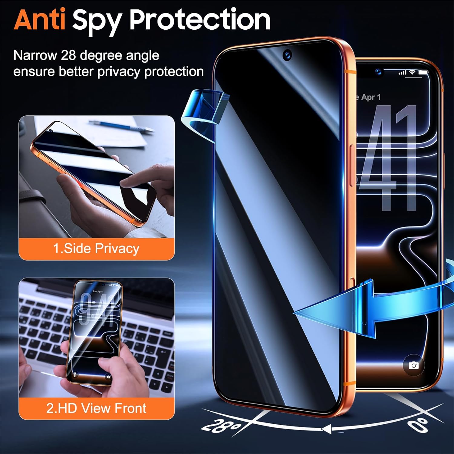 Thumbnail 1 de UniqueMe Privacy Screen Protector for iPhone 17 Pro Max – 2 Pack