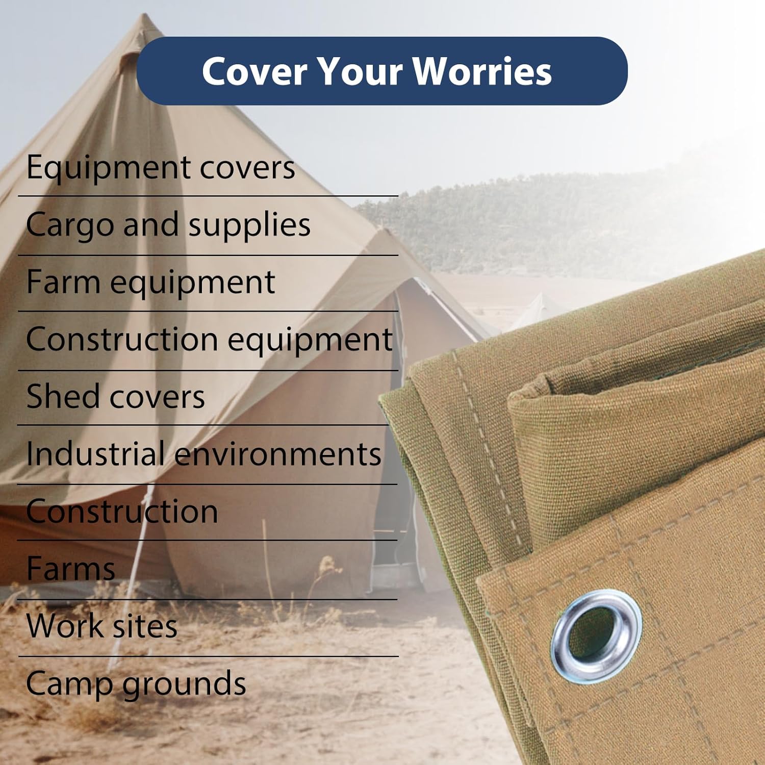 Thumbnail 6 de Ezcasch EZFBPB0016MG 12' x 12' Canvas Tarp, 22 mil, Yellow