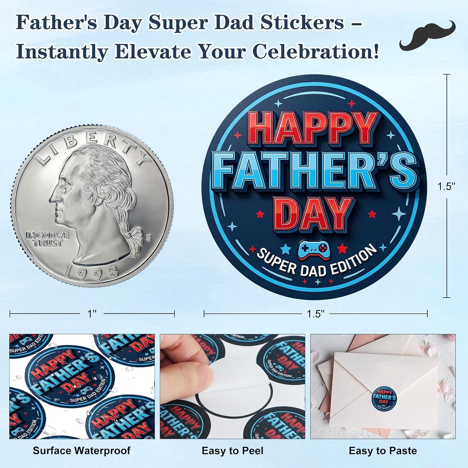 Thumbnail 2 de D4DREAM Father's Day stickers, 1.5-inch