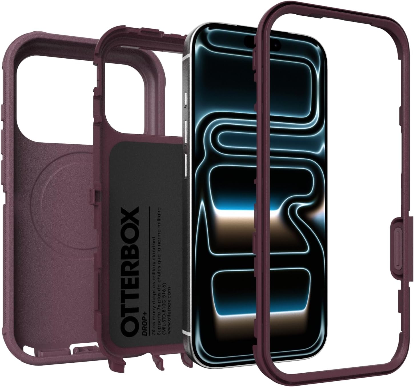 Detalle de OtterBox Defender Series Pro iPhone 17 Pro用ケース 3層構造・MagSafe対応・パープルミステリー