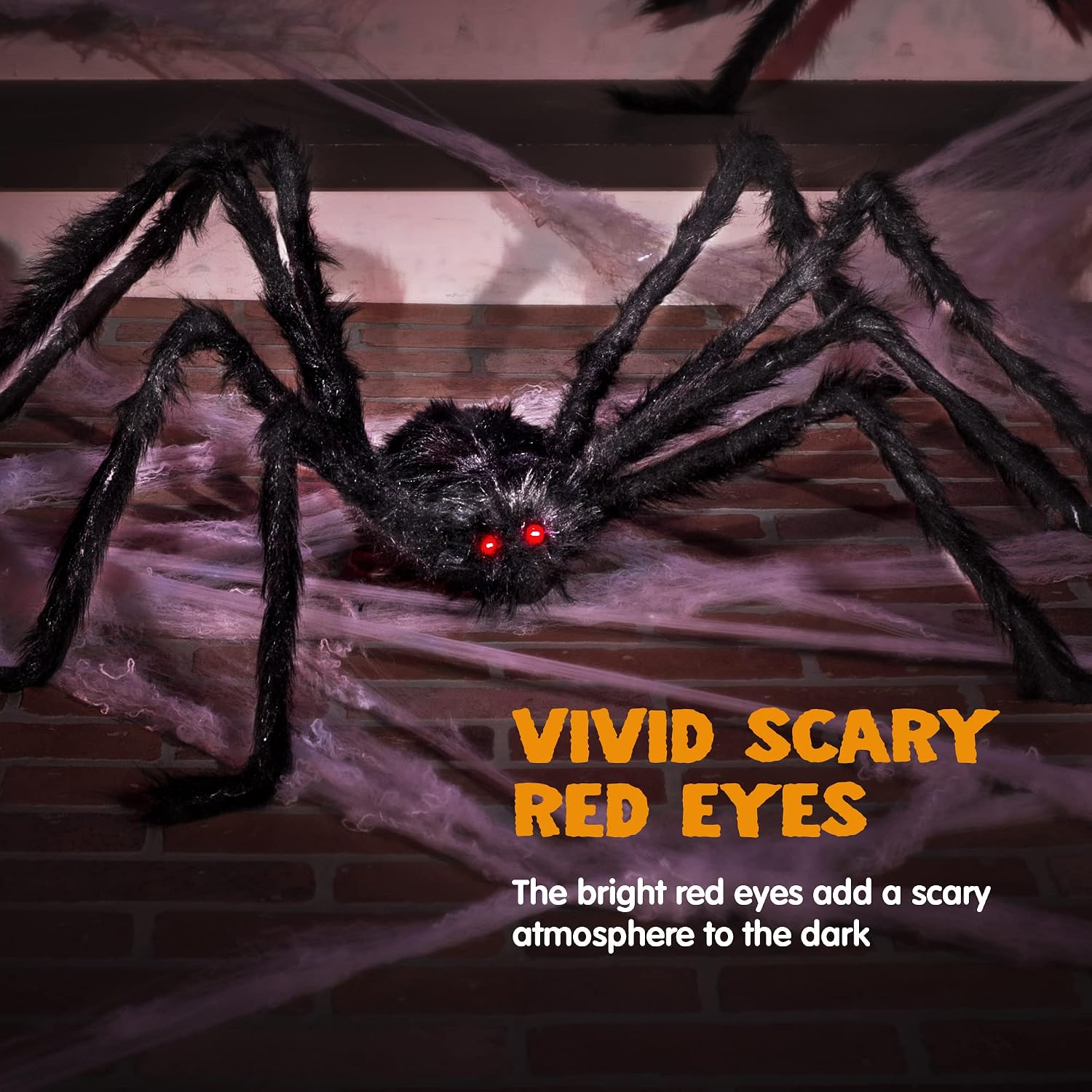 Detalle de JOYIN 10871 Halloween Spider Decorations, 2-Pack, 5 Ft with Red Eyes