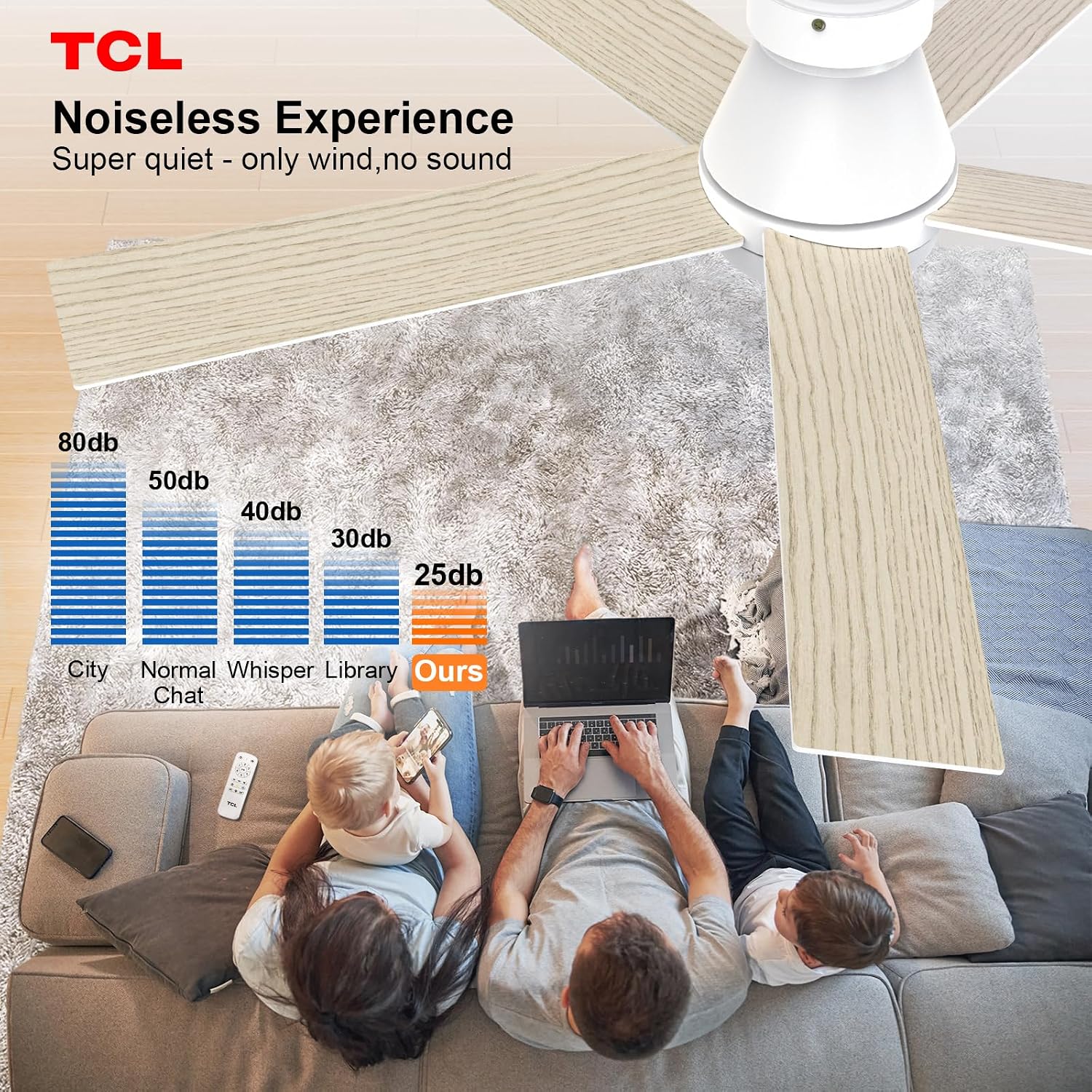 Thumbnail 4 de TCL 52" Modern Ceiling Fan with Lights, 6-Speed 🌬