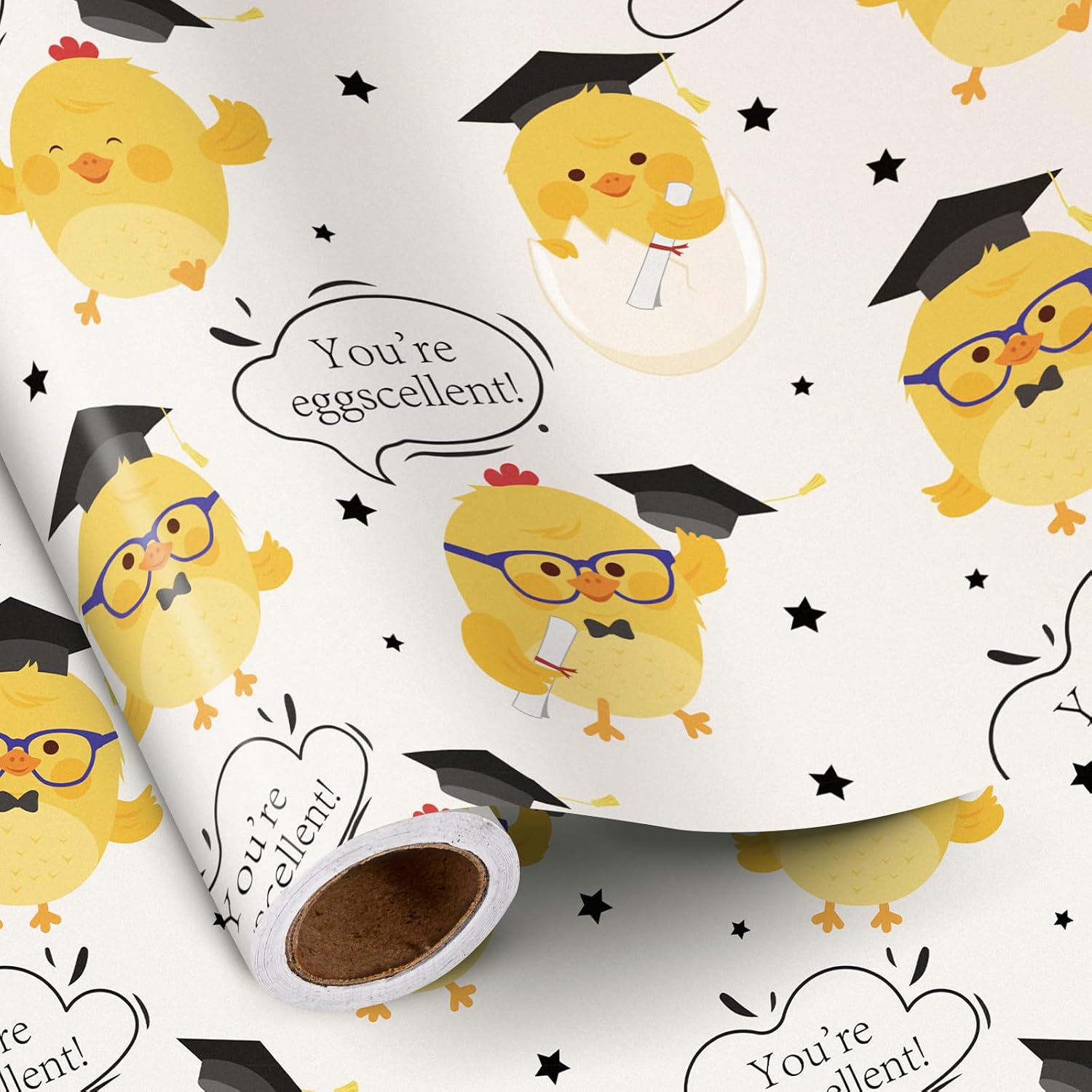 Detalle 2 de RUSPEPA Graduation Wrapping Paper Roll, Mini Roll – Class of 2026 in Black & Gold