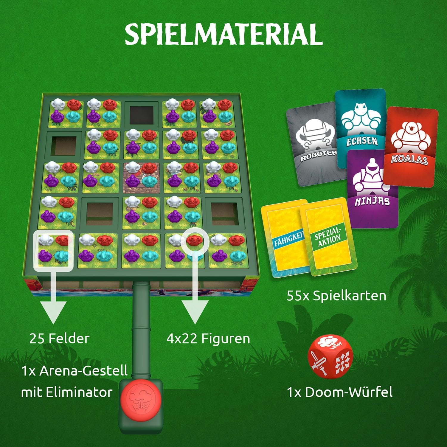Detalle 2 de Kosmos 684037 Battle Royal – Action bis zur letzten Figur, Familienspiel für 2–4 Spieler ab 8 Jahren