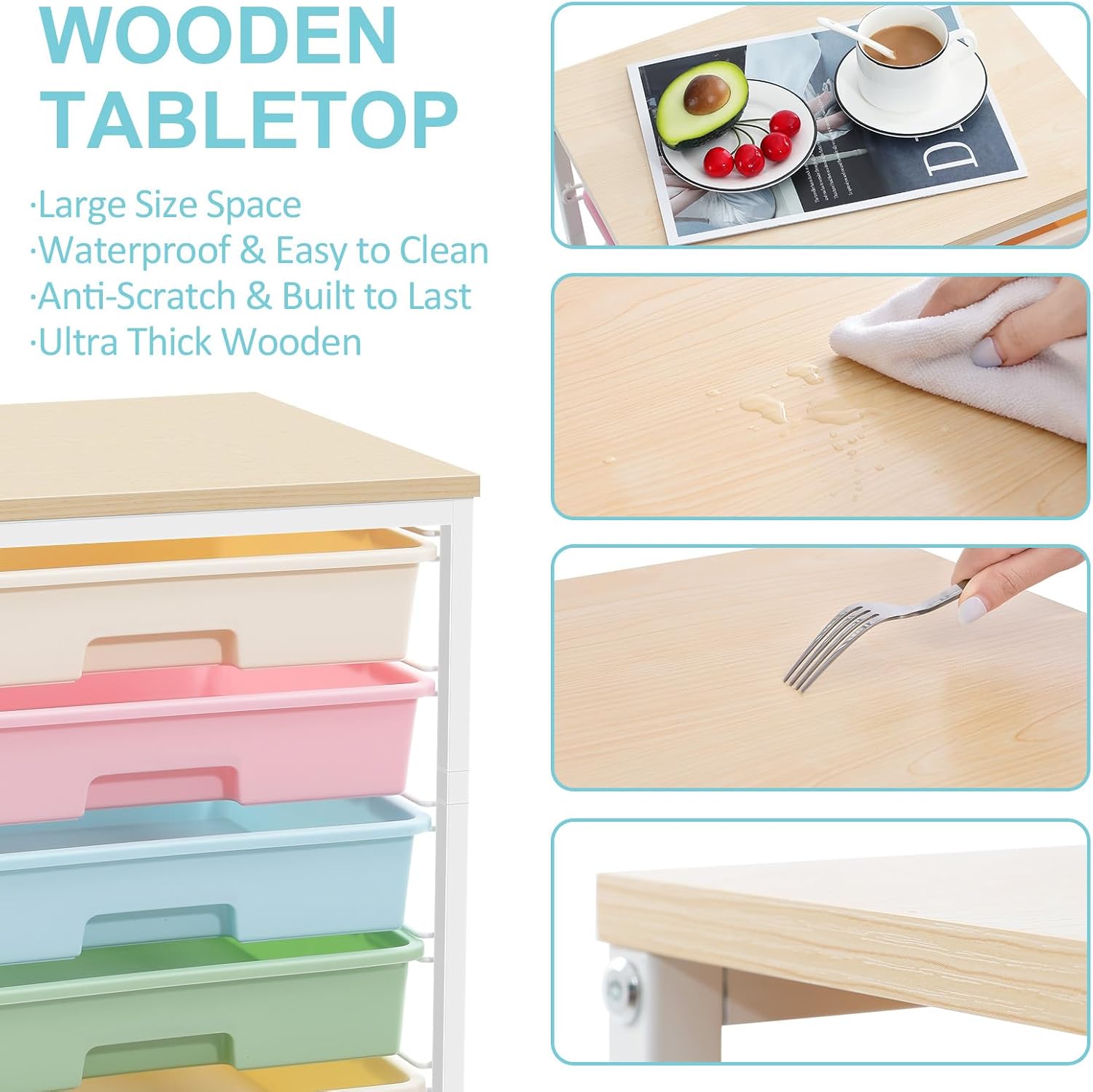 Thumbnail 4 de SYKIARIOL 1250-1 Rainbow Rolling Cart with 8 Drawers and Wooden Top