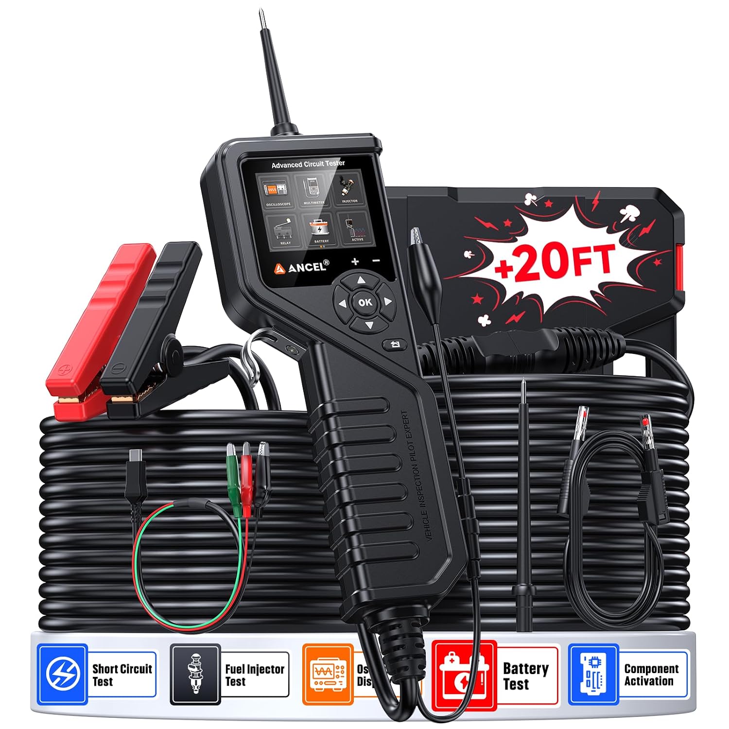 Detalle de ANCEL PB600 Automotive Circuit Tester with 30-Foot Cable and Waveform Testing