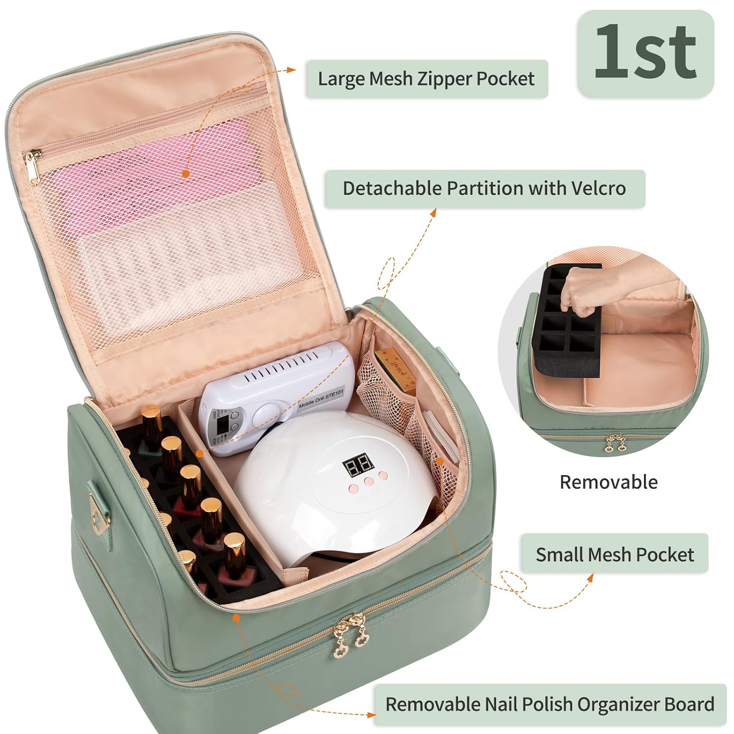 Detalle 2 de Nail Polish Organizer Case for 45 Bottles