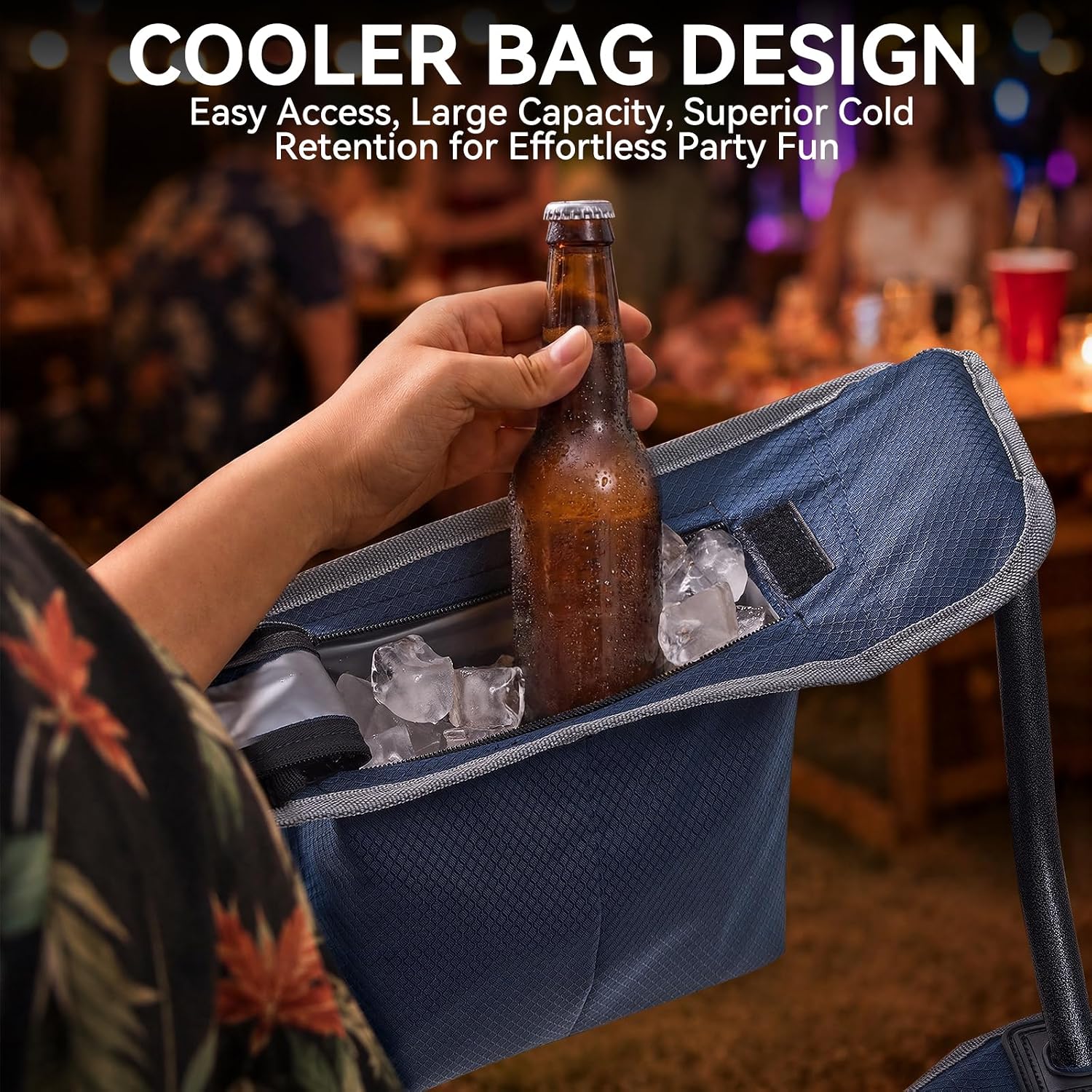 Detalle de Huskfirm 2 Pack Oversized Camping Chairs: Heavy-Duty Folding Lawn Chairs with Cooler and Cup Holders