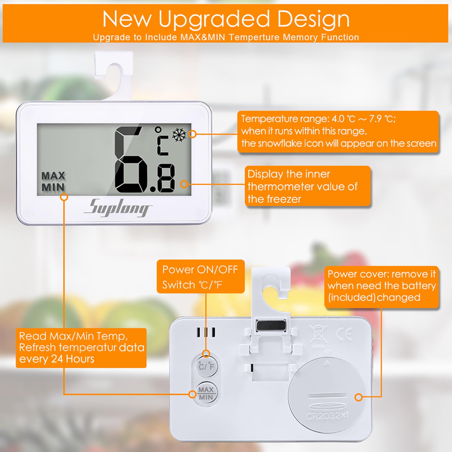 Thumbnail 4 de Suplong Fridge Thermometer 2-pack
