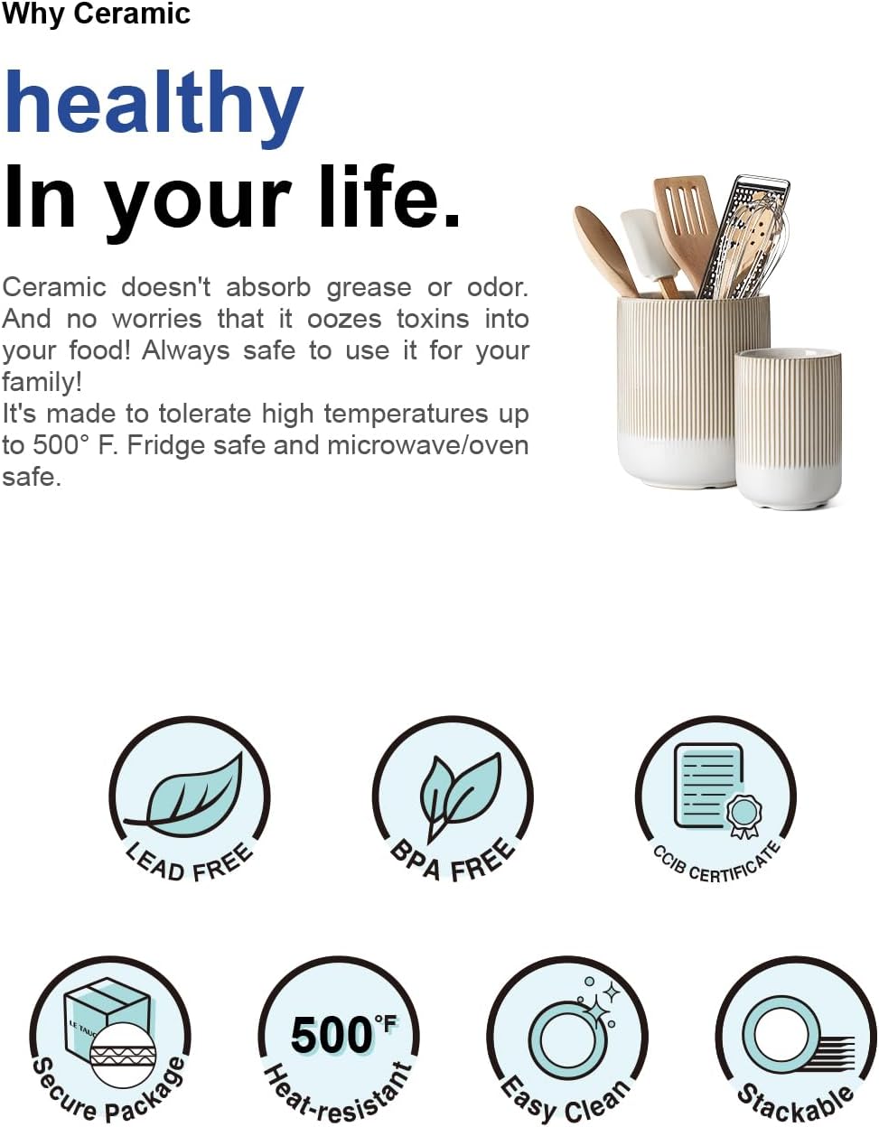 Thumbnail 6 de LE TAUCI Ceramic Kitchen Utensil Holders