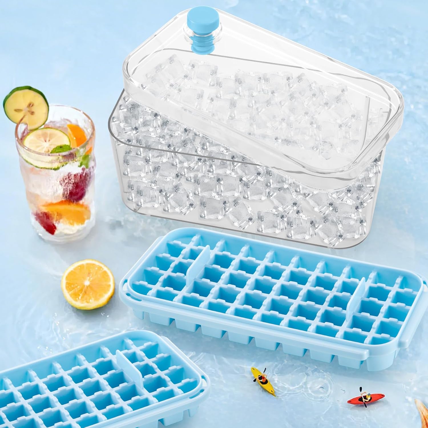 Detalle 2 de Seachrgif B-ICE-L-001 ijsblokjesvormenset voor 150 ijsblokjes met deksel en ijsschep