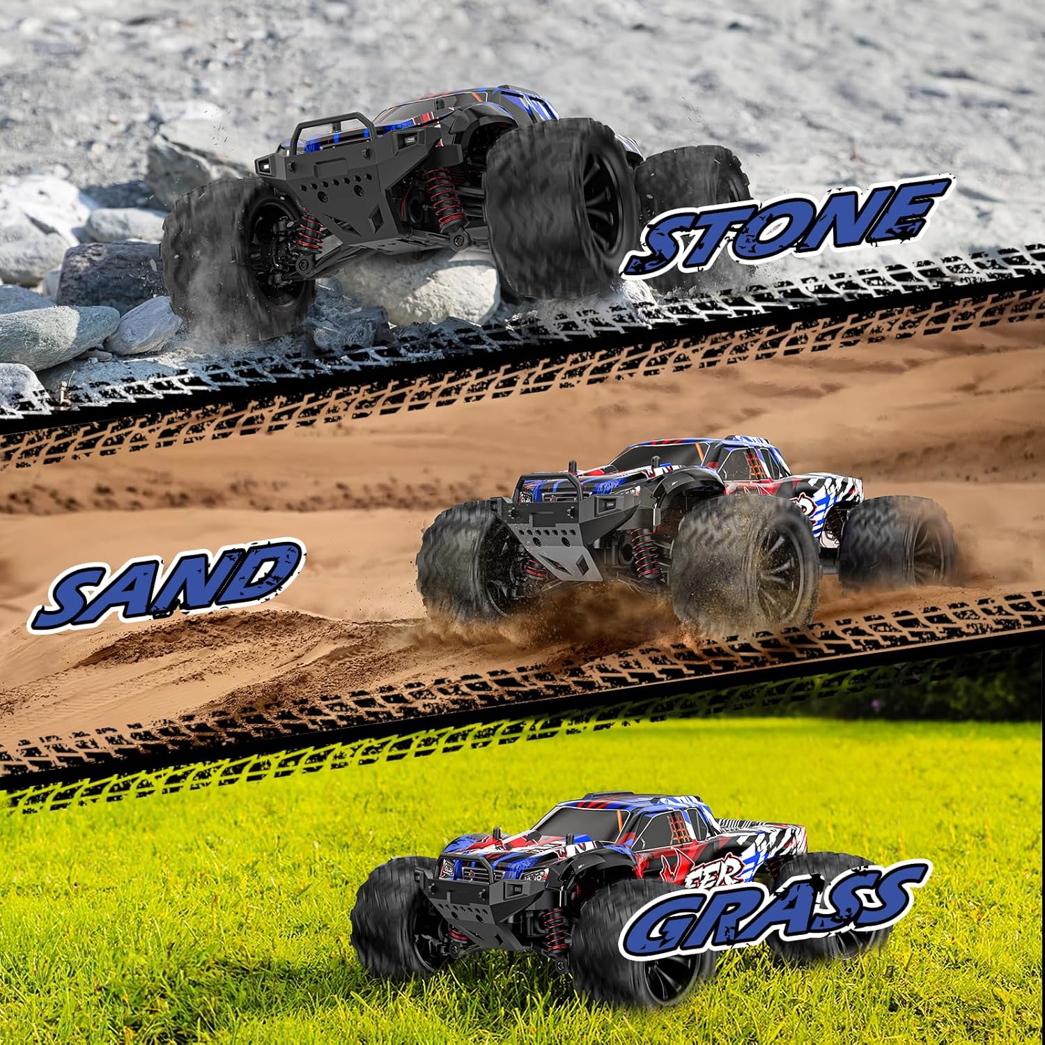 Thumbnail 5 de EVARY Voiture télécommandée 1:16 Monster Truck RC 40 km/h — 4x4 tout-terrain