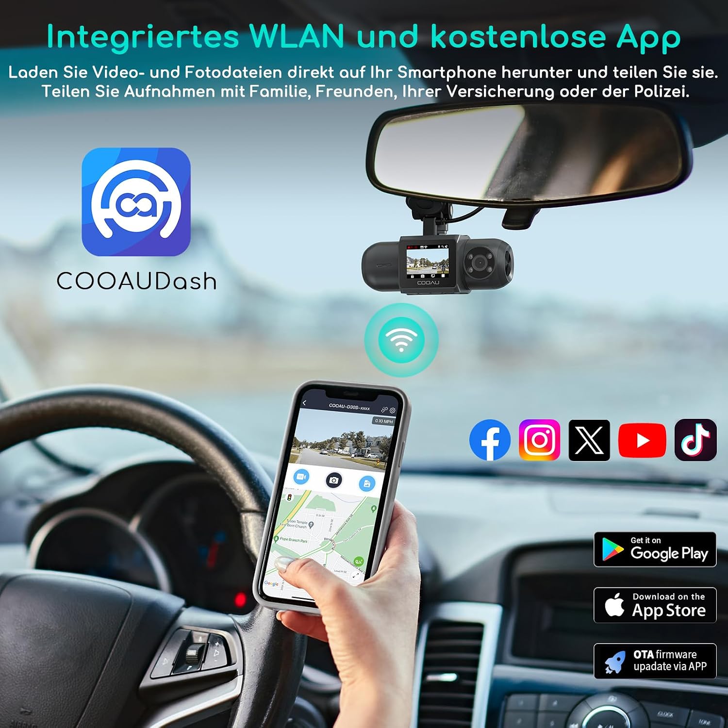 Thumbnail 4 de COOAU D30S 4K Dashcam Auto mit GPS