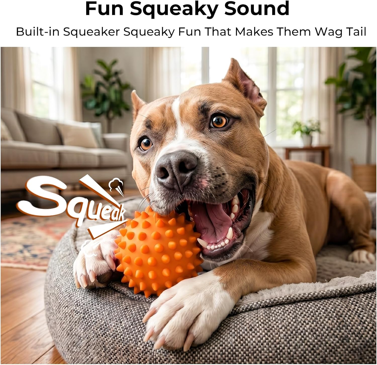 Thumbnail 1 de Apasiri Peanut Flavor Dog Ball, 10mm Rubber, Squeaker, Orange