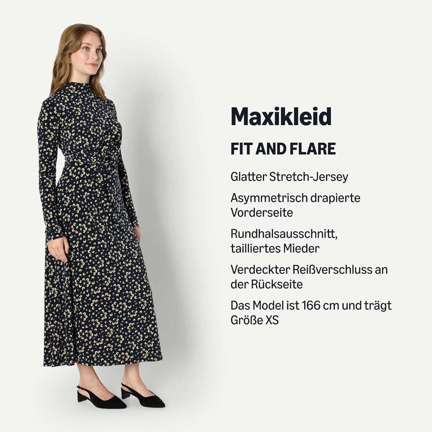 Thumbnail 3 de Amazon Essentials Damen Maxikleid mit ausgestelltem Rockteil, Taillierung & Drapierung (lange Ärmel)