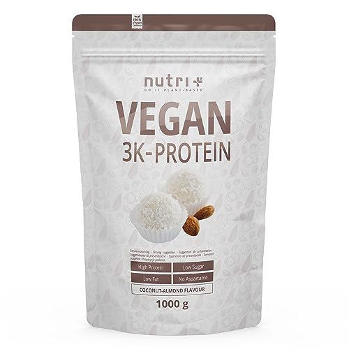 Detalle de Nutri + Protein Vegan Kokos Mandel 1000g – Pflanzliches Mehrkomponenten-Proteinpulver mit Kokos-Nuss-Aroma