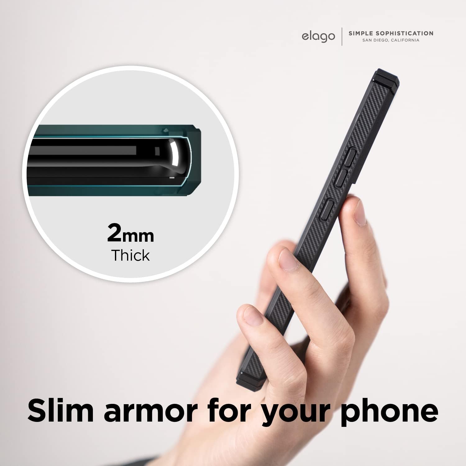 Thumbnail 6 de elago Armor Cover Case per Samsung Galaxy S22 5G (6,1") con protezione antiurto e TPU, struttura fibra di carbonio (nero)