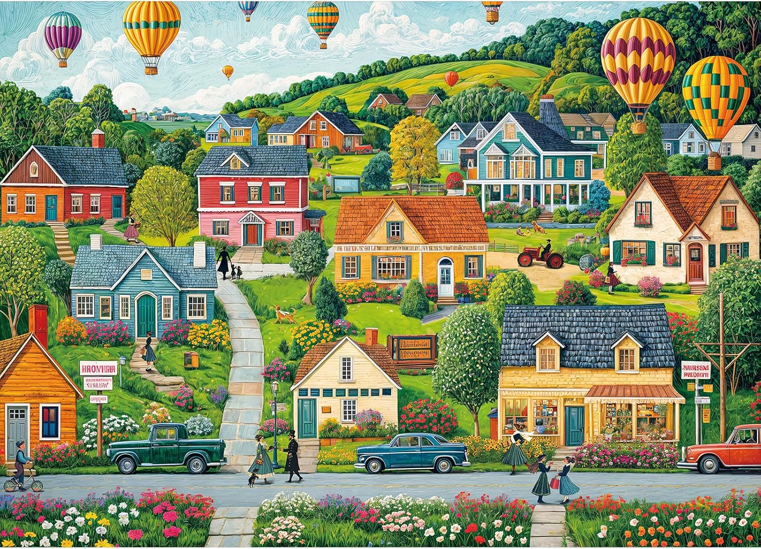 Detalle de 1000-Piece Jigsaw Puzzle for Adults: Happy Town Theme